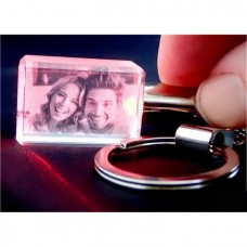 2D Lasered Photo Crystal Keyring with Red LED