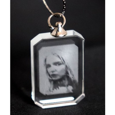 2D Rectangular Lasered Photo Crystal Pendant