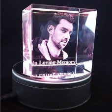 3D Cube Personalised Photo Crystal Large 80x80x80mm