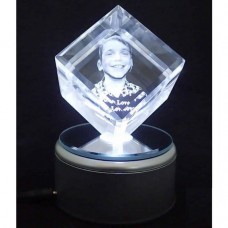 3D Double Bevelled Diamond Personalised Photo Crystal Medium 