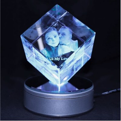 3D Diamond Personalised Photo Crystal Large 80x80x80mm