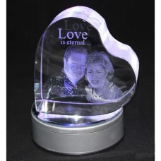 3D Heart Personalised Photo Crystal Large 120x120x60mm