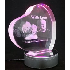 3D Heart Personalised Photo Crystal Extra Large 150x150x40mm
