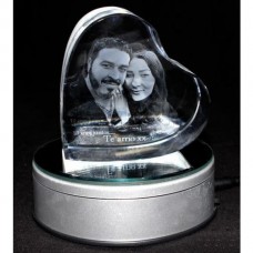 3D Heart Personalised Photo Crystal Small 90x90x50mm