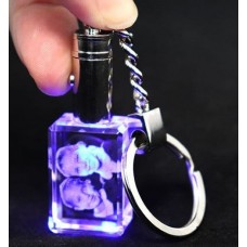 3D Personalised Photo Crystal Keyring with Blue LED