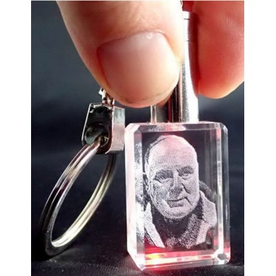 3D Personalised Photo Crystal Keyring with Red LED